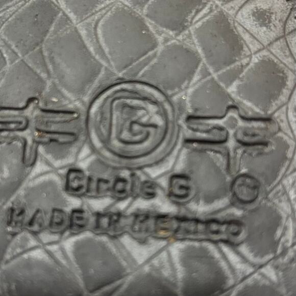 Circle G Black Cutout Leather Ankle Boots Western Zip Block Heel Size 7 Country - Picture 6 of 9